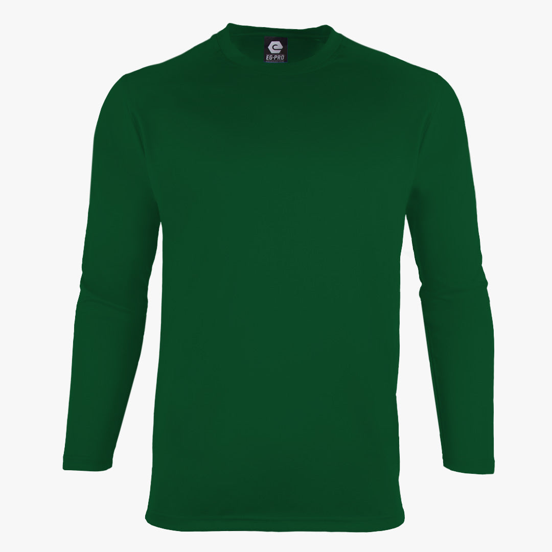 Basic Training Men's Long Sleeve Crew Neck Tee in Forest Green - Front View