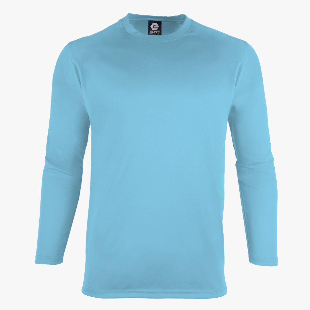 Basic Training Men's Long Sleeve Crew Neck Tee in Light Blue - Front View