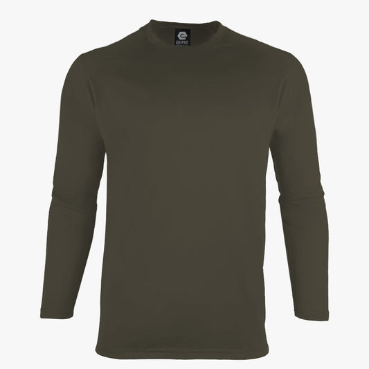 Basic Training Men's Long Sleeve Crew Neck Tee in OD Green - Front View