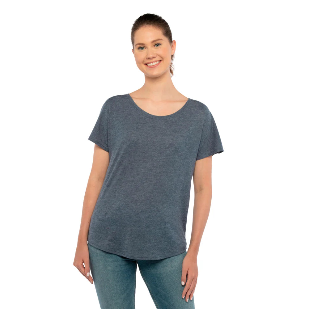Women's Soft Triblend Dolman T-Shirt - Relaxed Fit Scoop Neck Tee by Next Level 6760
