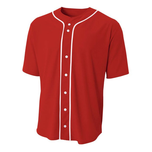 Adult Short Sleeve Full Button Baseball Top - A4 - N4184