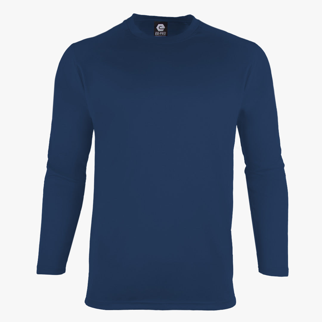 Basic Training Men's Long Sleeve Crew Neck Tee in Navy - Front View