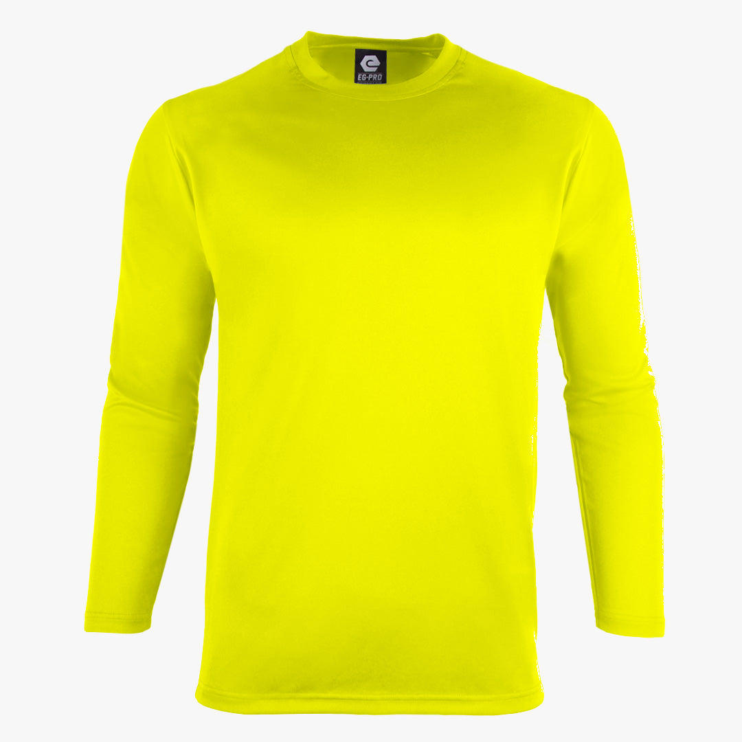 Basic Training Men's Long Sleeve Crew Neck Tee in Safety Yellow - Front View