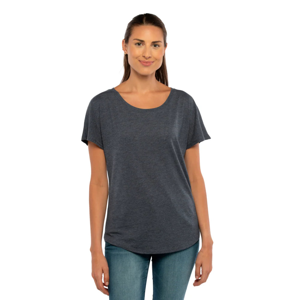 Women's Soft Triblend Dolman T-Shirt - Relaxed Fit Scoop Neck Tee by Next Level 6760
