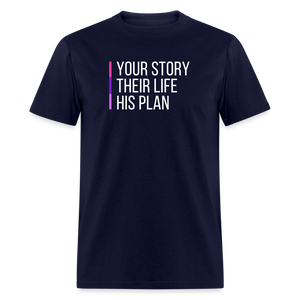 Parenthood Planned: Your Story, Their Life, His Plan Tee - navy