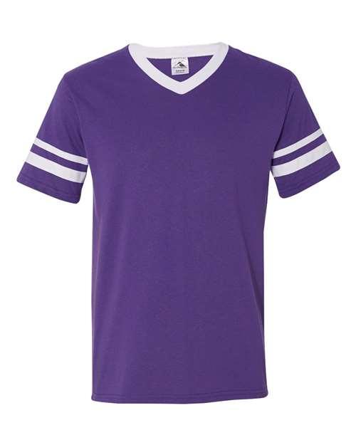 Augusta Sportswear - V-Neck Jersey with Striped Sleeves - Purple/ White - 360