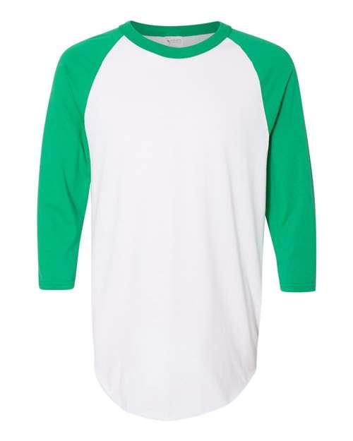 Augusta Sportswear - Three-Quarter Raglan Sleeve Baseball Jersey - White/ Kelly - 4420