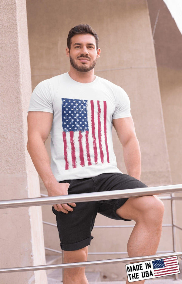 American Flag Patriotic Cotton Tee Made in the USA - Breaking Free Industries