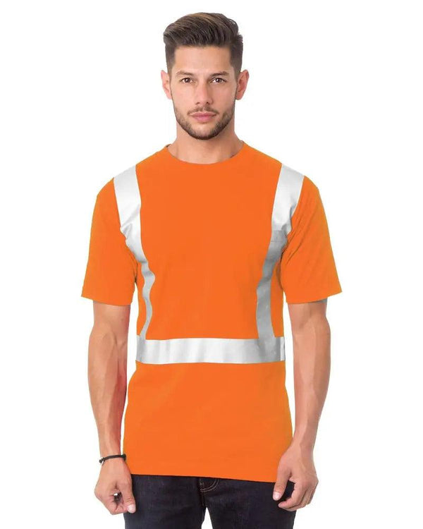 Bayside Made in USA Hi-Vis 100% Cotton Pocket Crew Solid Striping - 3771 - Breaking Free Industries