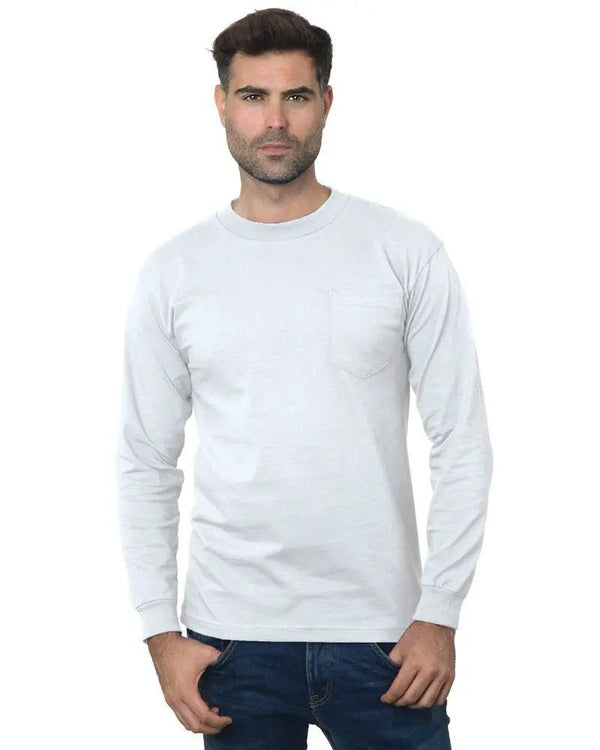 Bayside Made in USA Union Made Long Sleeve Pocket Crew - 3055 - Breaking Free Industries