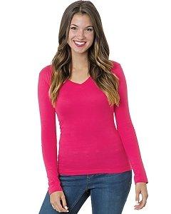 Bayside - Women's USA-Made Long Sleeve Deep V-Neck - 3415 - Breaking Free Industries
