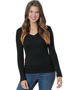 Bayside - Women's USA-Made Long Sleeve Deep V-Neck - 3415 - Breaking Free Industries