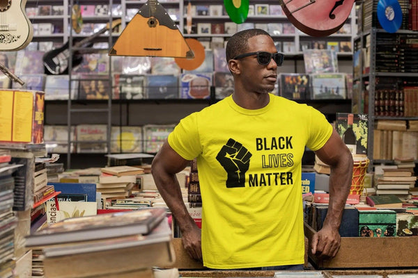 Black Lives Matter (Black Power Hand) Yellow T-shirt - Breaking Free Industries