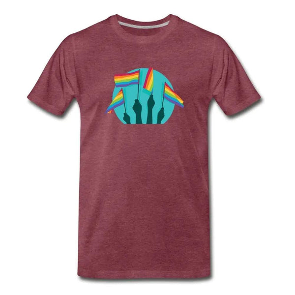 Hands Raised for the Pride Flag - Unisex Pride T-Shirt - Breaking Free Industries