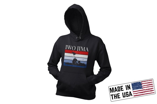 Iwo Jima Black Hoodie Made in the USA 9.5oz - Breaking Free Industries