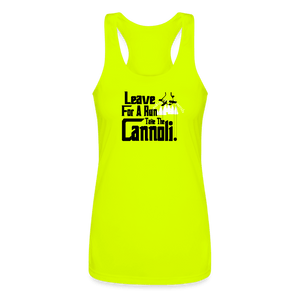 Take the Gun, Leave the Cannoli Spoof Women's Performance Tank - neon yellow