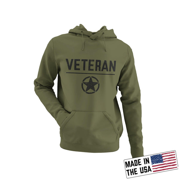 Veteran with Star 9.5 oz Hoodie Made in the USA - Breaking Free Industries