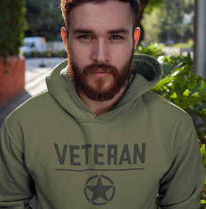 Veteran with Star 9.5 oz Hoodie Made in the USA - Breaking Free Industries