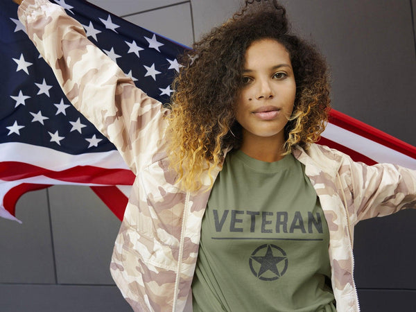 Veteran with Star Cotton Tee Made in the USA - Breaking Free Industries
