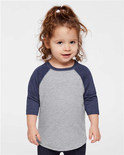 Rabbit Skins 3330 – Vintage Heather/ Vintage True Navy on model