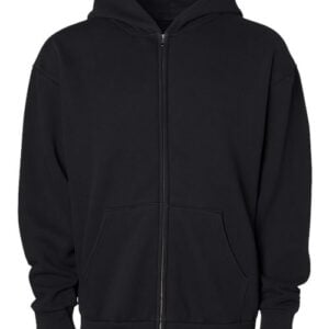 Independent Trading Co. Unisex Mainstreet Heavyweight Full-Zip Hooded Sweatshirt – Black