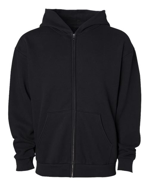 Independent Trading Co. Unisex Mainstreet Heavyweight Full-Zip Hooded Sweatshirt – Black