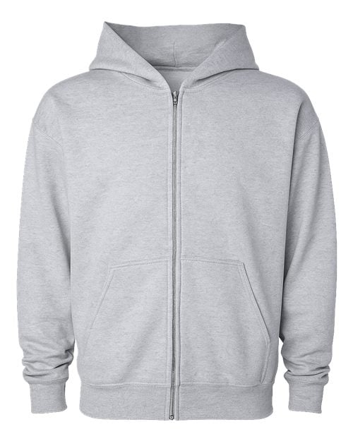 Independent Trading Co. Unisex Mainstreet Heavyweight Full-Zip Hooded Sweatshirt – Grey Heather