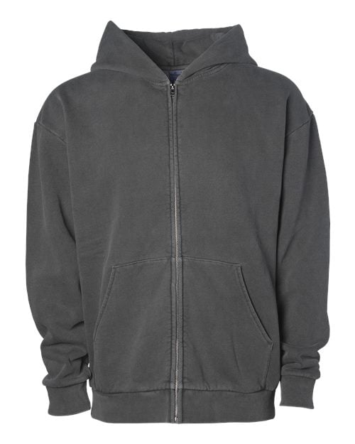 Independent Trading Co. Unisex Mainstreet Heavyweight Full-Zip Hooded Sweatshirt – Pigment Black