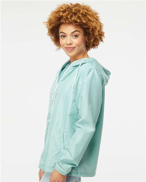 Independent Trading Co. - Mens Lightweight Windbreaker Full-Zip Jacket - EXP54LWZ - Aqua/ White Zipper