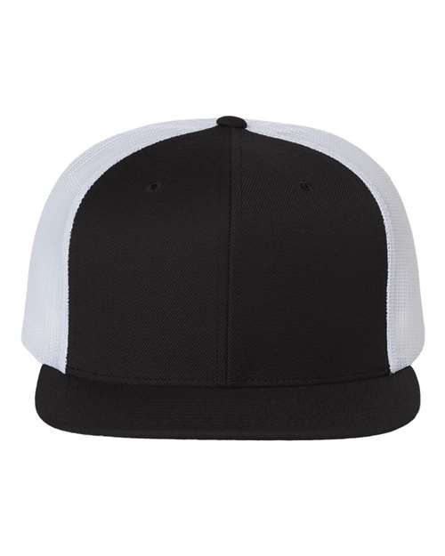 Richardson Wool Blend Flat Bill Trucker Cap | 511 - Black/ White