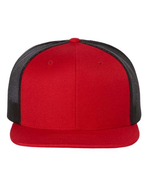 Richardson Wool Blend Flat Bill Trucker Cap | 511 - Red/ Black