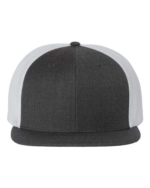 Richardson Wool Blend Flat Bill Trucker Cap | 511 - Heather Charcoal/ White