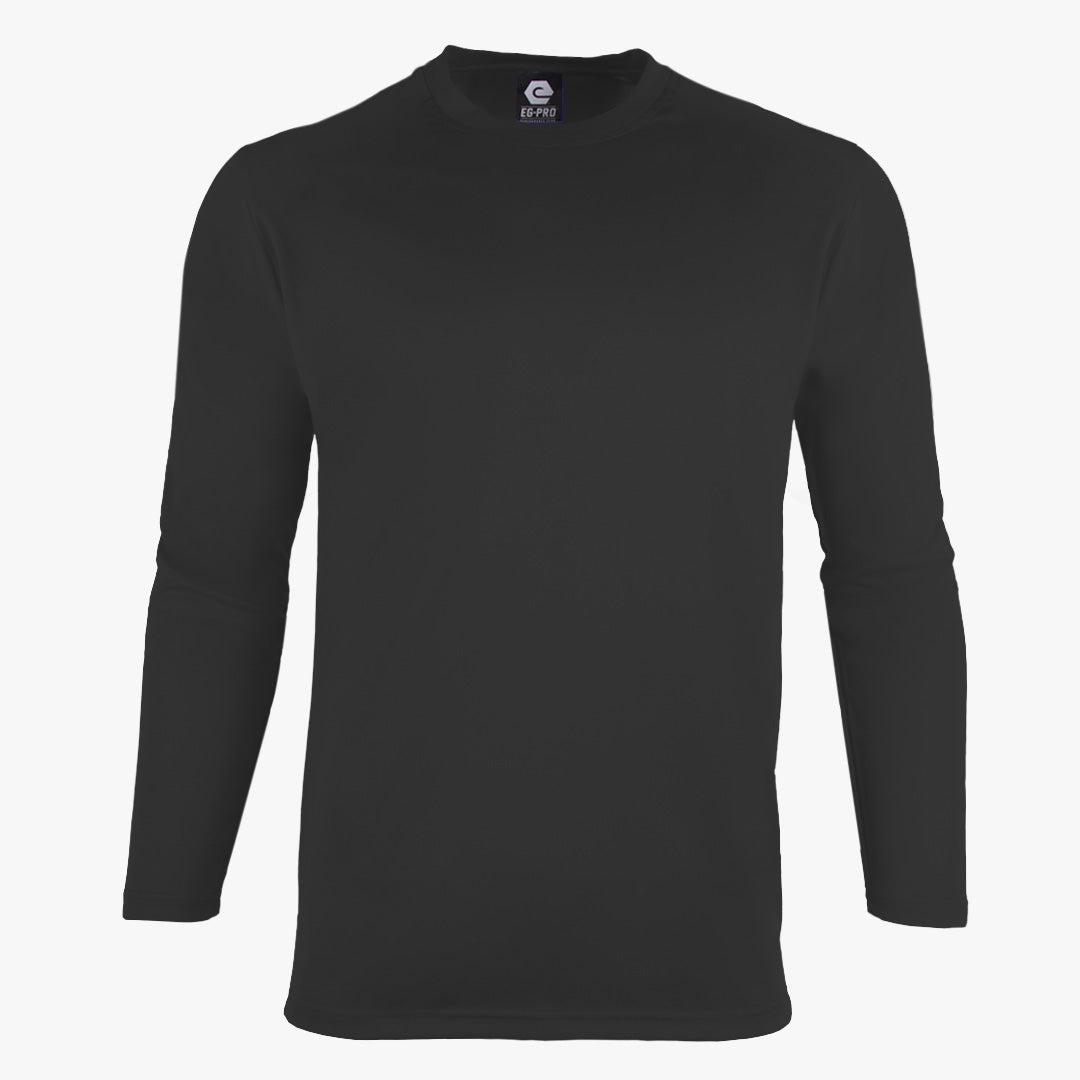 Basic Training Men's Long Sleeve Crew Neck Tee in Black - Front View
