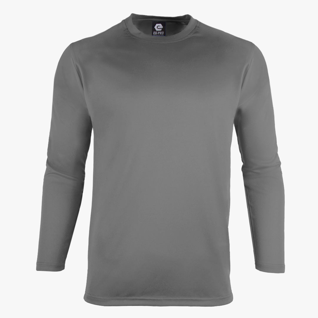 Basic Training Men's Long Sleeve Crew Neck Tee in Graphite - Front View