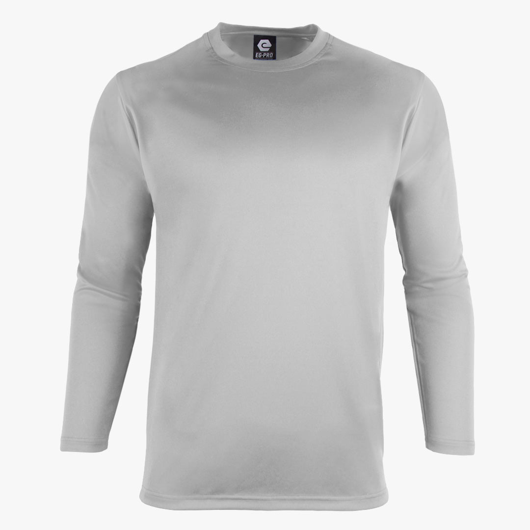 Basic Training Men's Long Sleeve Crew Neck Tee in Light Grey - Front View