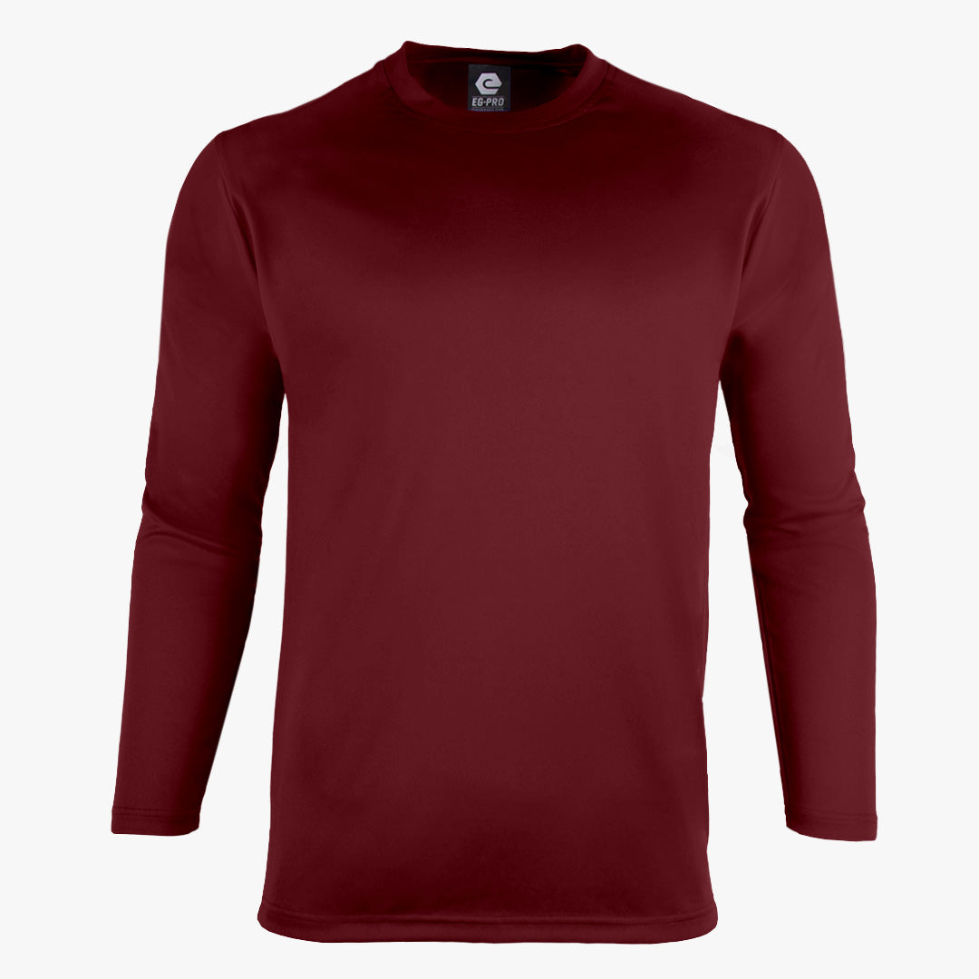 Basic Training Men's Long Sleeve Crew Neck Tee in Maroon - Front View