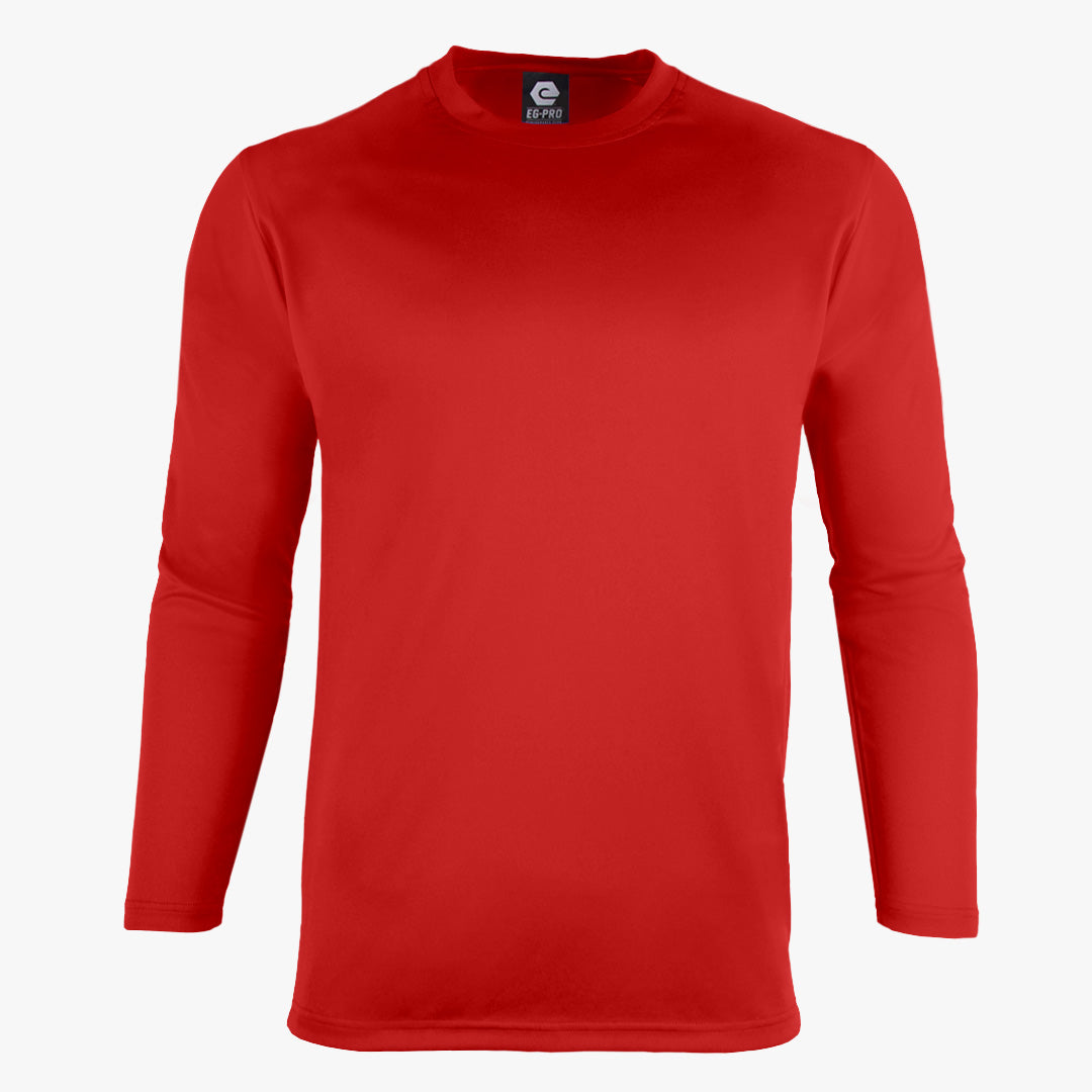 Basic Training Men's Long Sleeve Crew Neck Tee in Red - Front View