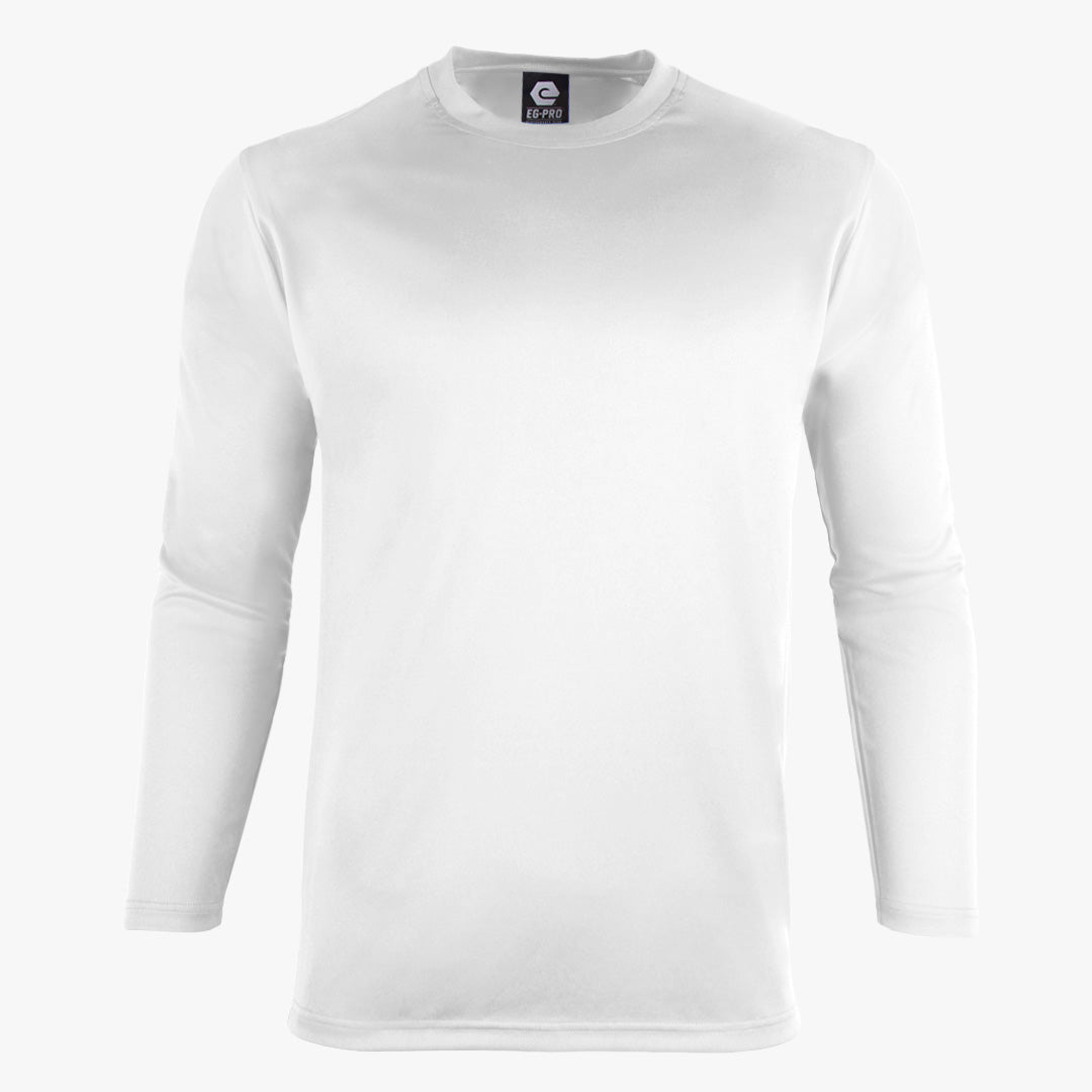 Basic Training Men's Long Sleeve Crew Neck Tee in White - Front View