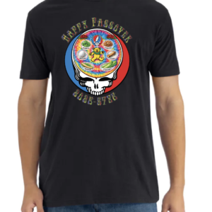 Happy Passover shirt featuring a colorful Seder plate skull design