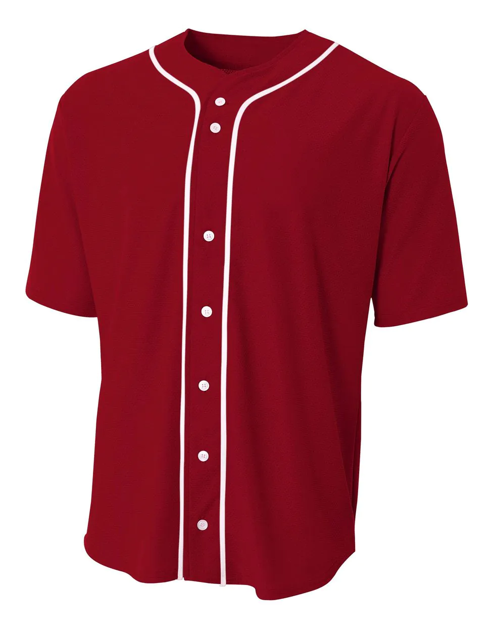 Short Sleeve Full Button Baseball Top | N4184 - Cardinal