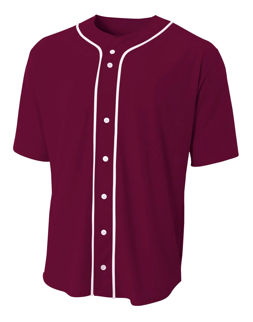 Short Sleeve Full Button Baseball Top | N4184 - Maroon