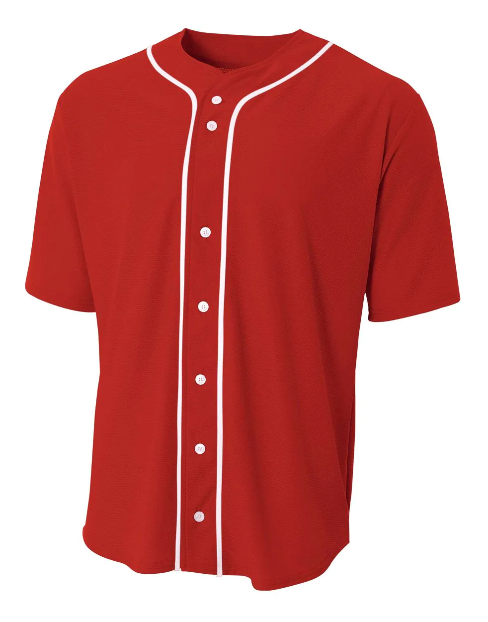 Short Sleeve Full Button Baseball Top | N4184 - Scarlet