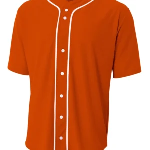 Short Sleeve Full Button Baseball Top | N4184 - Athletic Orange