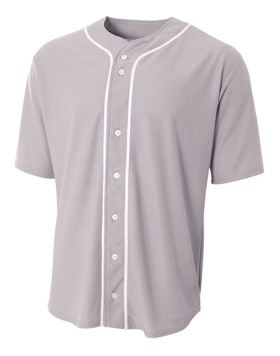 Short Sleeve Full Button Baseball Top | N4184 - Grey