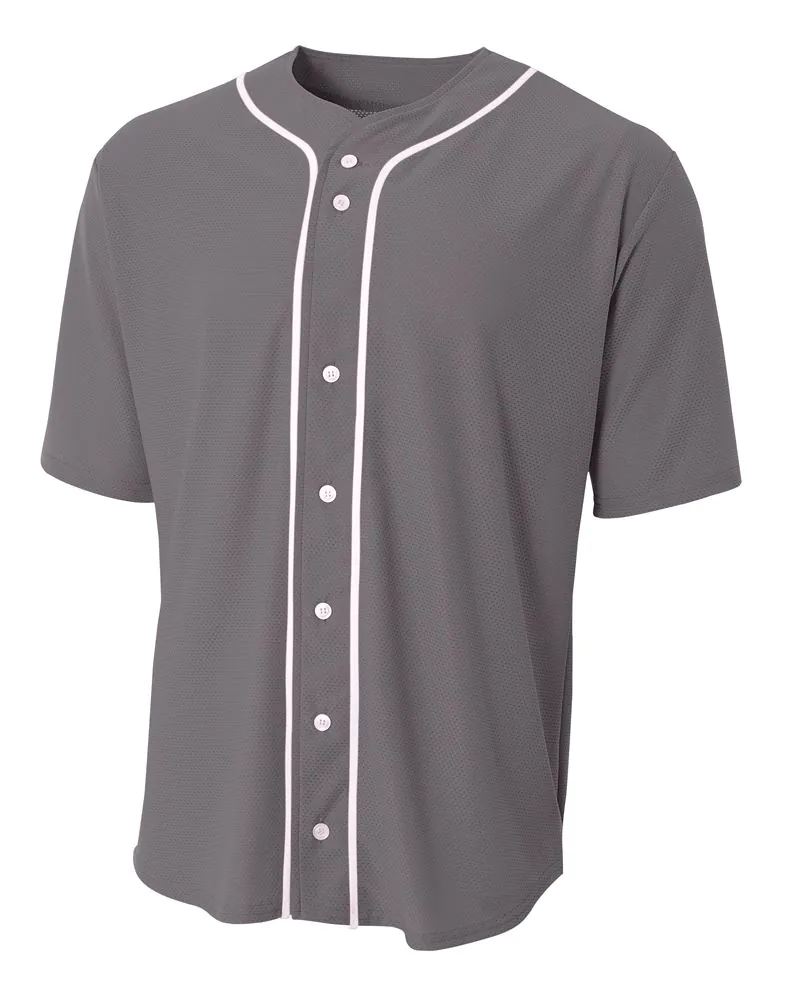 Short Sleeve Full Button Baseball Top | N4184 - Graphite