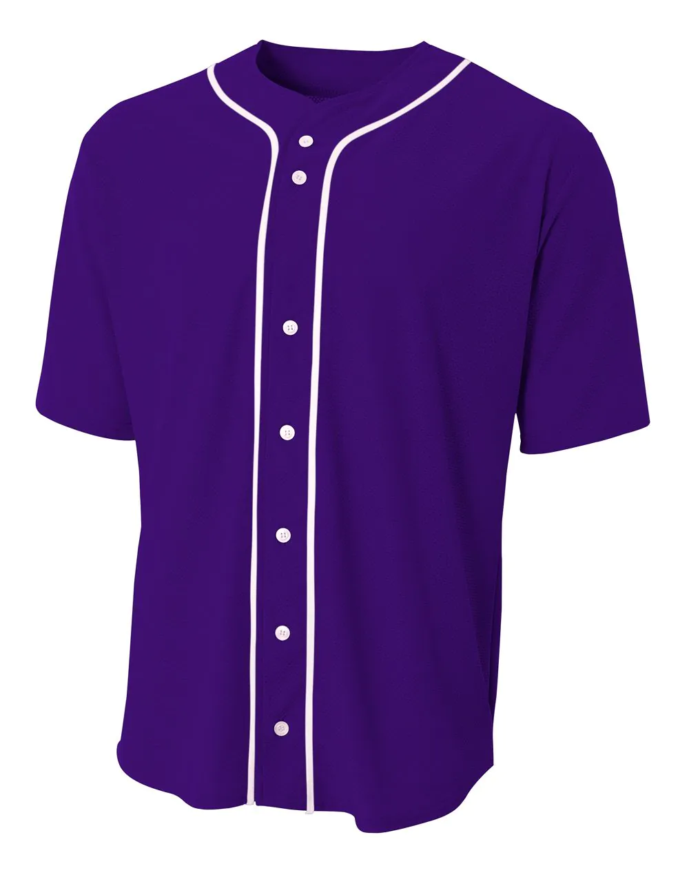 Short Sleeve Full Button Baseball Top | N4184 - Purple