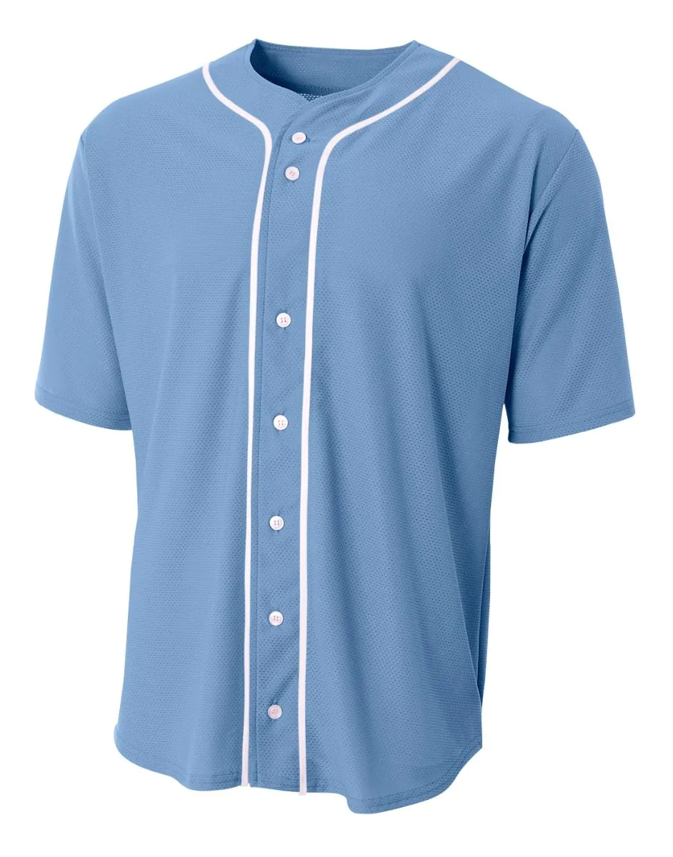 Short Sleeve Full Button Baseball Top | N4184 - Light Blue