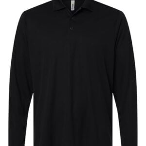 CORE365 Nova Performance Long-Sleeve Pique Polo | CE108L - Black front view