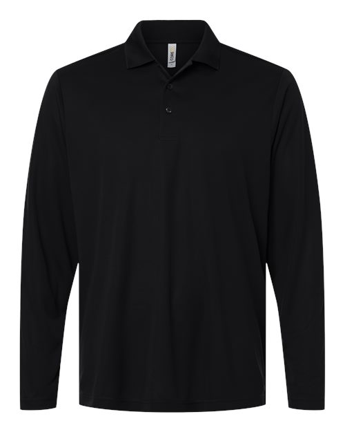 CORE365 Nova Performance Long-Sleeve Pique Polo | CE108L - Black front view