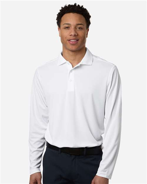 CORE365 Nova Performance Long-Sleeve Pique Polo | CE108L - White front view